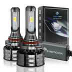 Z2 series 9005 headlight bulbs with packaging on a white background