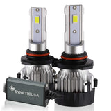 Two 9005 hb3 z8 series headlight bulbs with Synetic USA branding on a white background