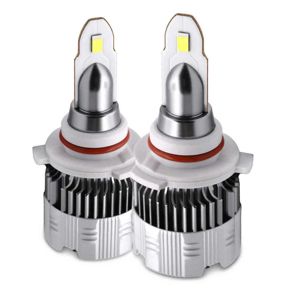 Two 9005 z7 headlight bulbs on a white background