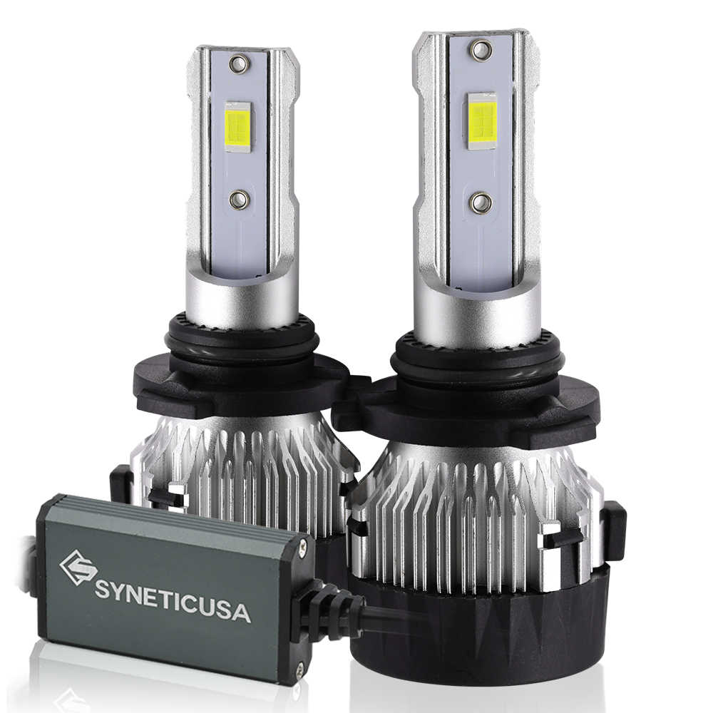 Two 9006 Z8 series headlight bulbs with Synetic USA branding on a white background