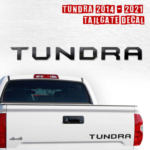 Tundra 2014-2021 tailgate decal for Toyota truck, black 3D lettering, fits rear gate styling