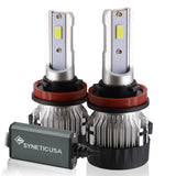 Two H11 H8 H9 Z8 series headlight bulbs with Synetic USA packaging on a white background