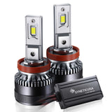 Two SYNETICUSA H11 H8 H9 headlight bulbs on a white background