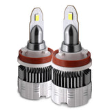 Two H11 z7 headlight bulbs with metallic and black design on a white background