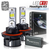 LED H13 Headlight Kit with packaging and components on a white background