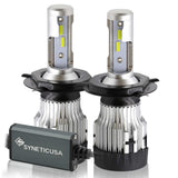 Two SYNETICUSA LED H4 Z8 series  light bulbs on a white background
