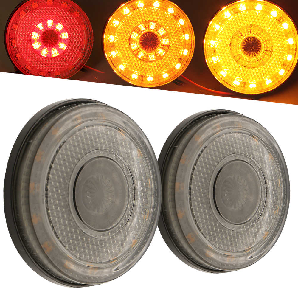 2 PCS - LED Side Marker Warning Lights Red-Amber Dual Color
