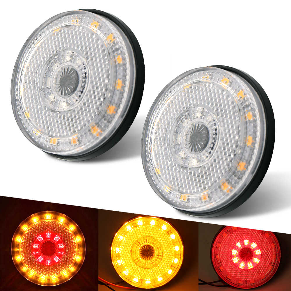 2 PCS - LED Side Marker Warning Lights Red-Amber Dual Color