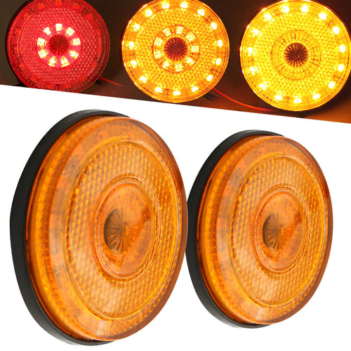2 PCS - LED Side Marker Warning Lights Red-Amber Dual Color