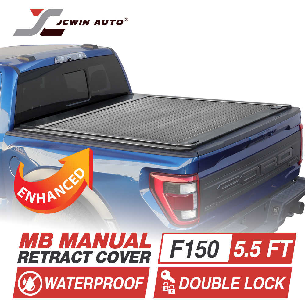 blue ford truck installed mb retractable tonneau cover branding JCWIN AUTO