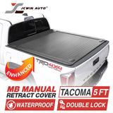 Truck bed cover with JCWin Auto branding and features highlighted on a white background