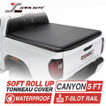 Soft roll-up tonneau cover for GMC Canyon 5 ft, waterproof with T-slot rail