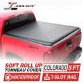 Soft roll-up tonneau cover for Colorado 5 ft truck bed, waterproof with T-slot rail