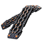 Black and orange traction mats for trucks, SUVs, off-road recovery, mud, snow, sand