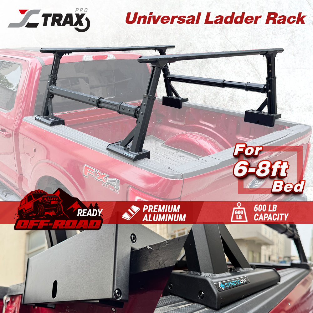 Bolt-On Universal Aluminum Fully Adjustable Truck Bed Ladder Rack