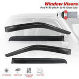 Window visors for Ford F150 2015-2017 Crew Cab with features listed below.