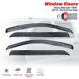 Window visors for Chevy Silverado 1500 Crew Cab 2014-2018 with product details on a white background.