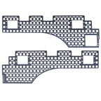 Two stainless steel MOLLE panel for F-150 with grid patterns on a white background