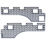 Two stainless steel MOLLE panel for F-150 with grid patterns on a white background