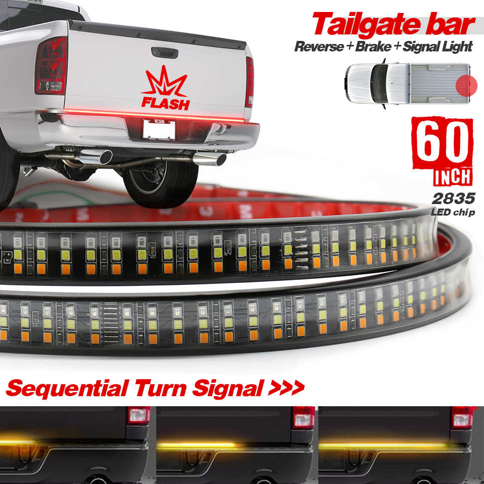 Tailgate bar with flash LED lights on a white background