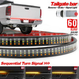Tailgate bar with reverse, brake, and signal light features on a white background