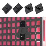 Black square fasteners on a side panel grid background