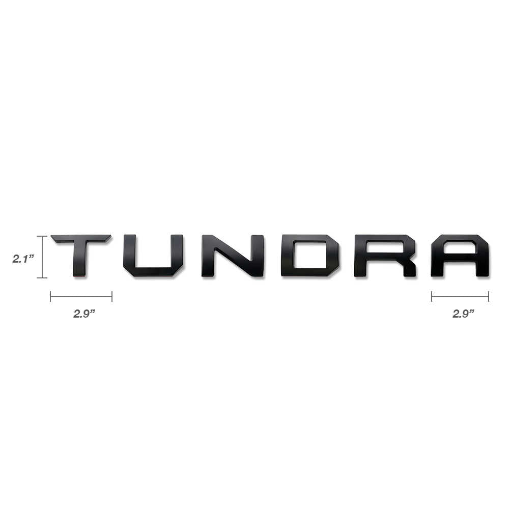 Black Tundra emblem badge for Toyota Tundra truck, 2.1" height, 2.9" width
