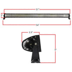 A black LED light bar and its mounting bracket shown on a white background with red dimension lines and labels indicating 51 inches, 54 inches, 3.5 inches, and 5 inches.