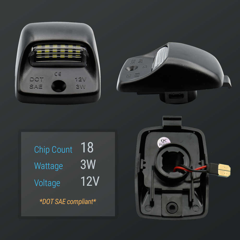 Car light component with technical specifications on a dark background
