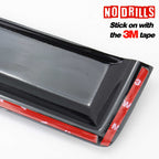 Black plastic strip with red 3M tape on a white background, featuring text 'No Drills Stick on with the 3M tape'.