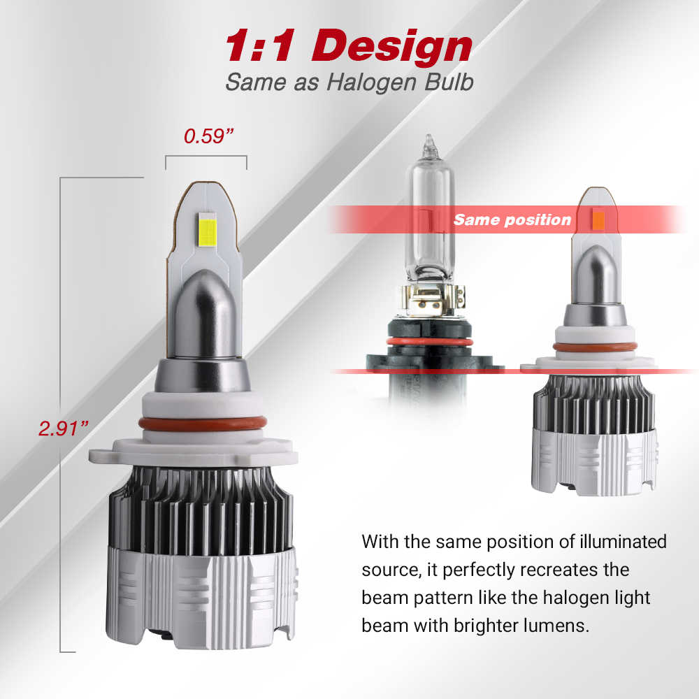 z7 headlight bulb design comparison with halogen bulb on a white background