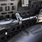 Close-up of a metal gun barrel with a textured finish
