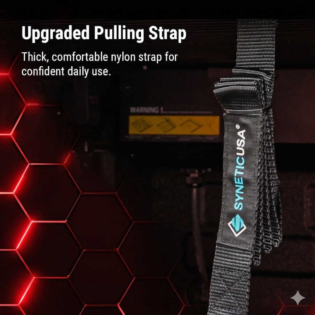 pulling strap with text on a dark background