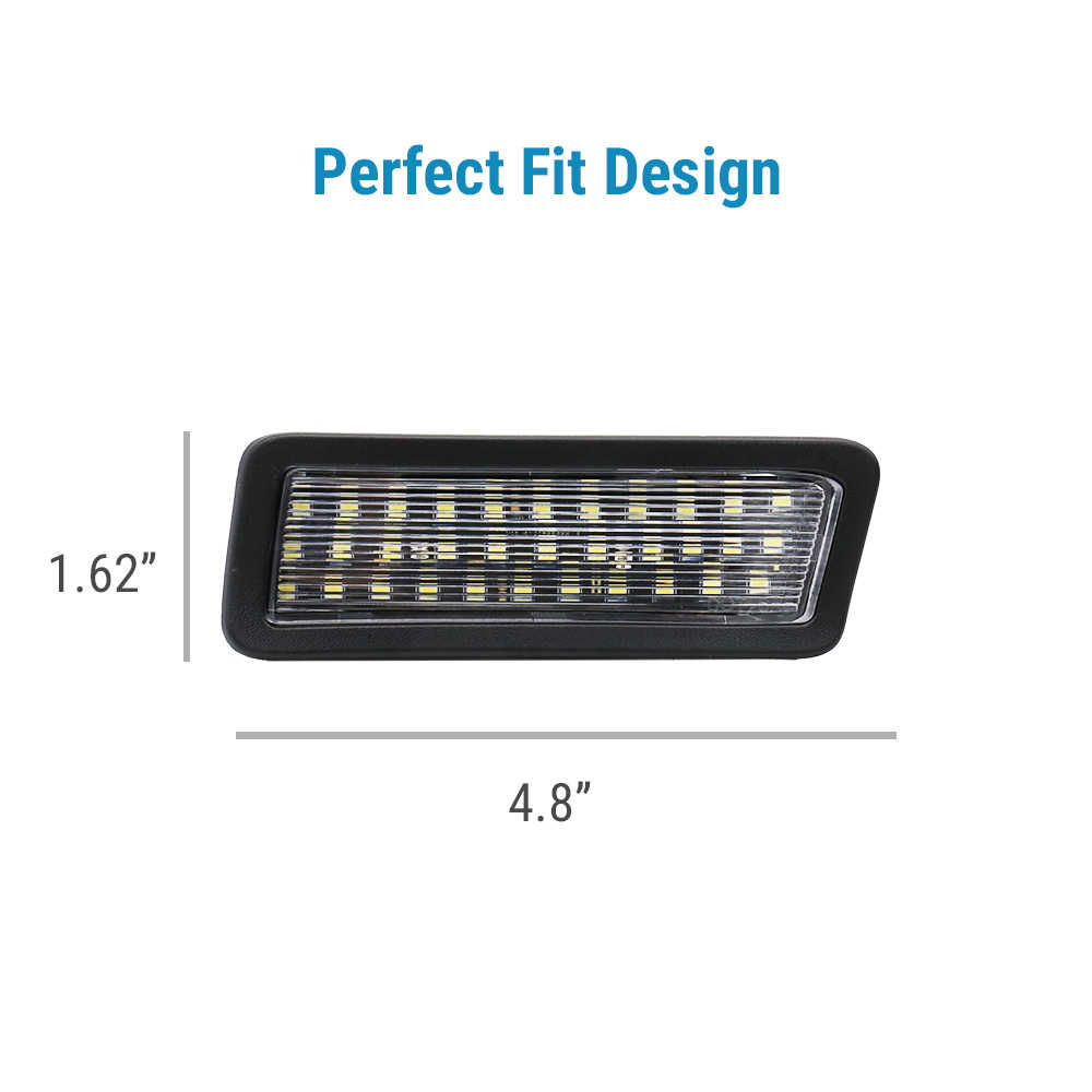 A rectangular black LED light fixture shown on a white background with dimension labels reading 1.62 inches tall and 4.8 inches length.