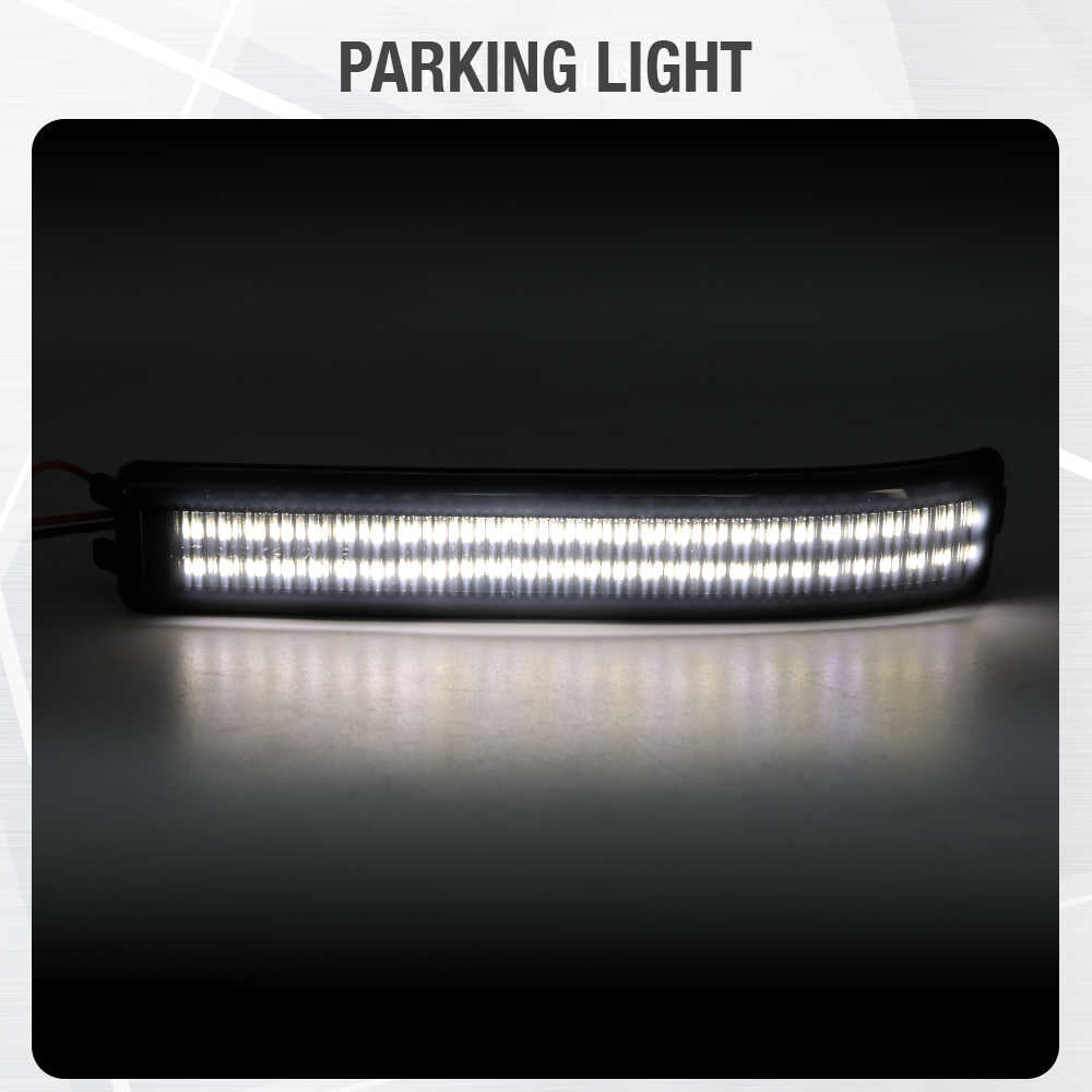 A curved LED parking light bar shown illuminated against a dark background, with the text 'PARKING LIGHT' above it.