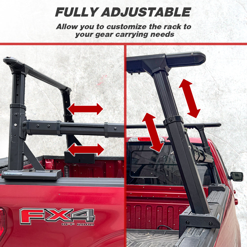 Bolt-On Universal Aluminum Fully Adjustable Truck Bed Ladder Rack