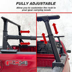 Bolt-On Universal Aluminum Fully Adjustable Truck Bed Ladder Rack