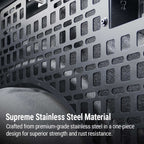 MOLLE panel with text about supreme stainless steel material