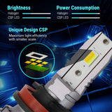 CSP LED light bulb with technical specifications on a dark background