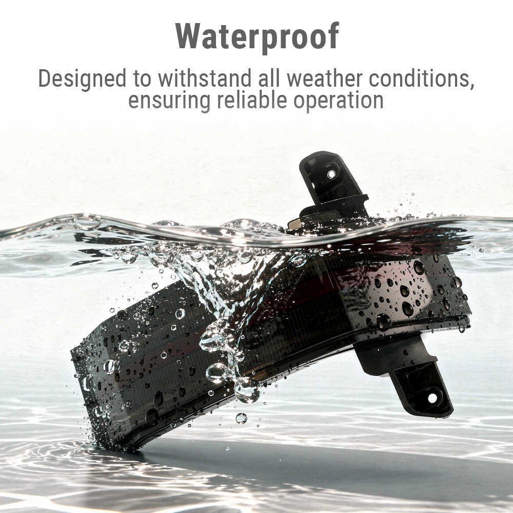 Waterproof device with water splashing around it on a light gray background