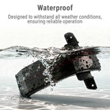 Waterproof device with water splashing around it on a light gray background