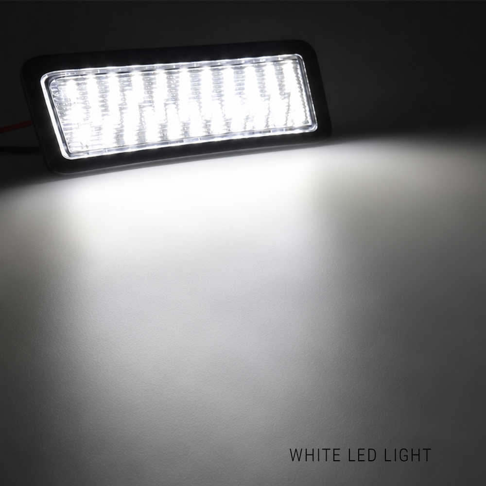 A rectangular white LED light bar with a black housing, shown illuminated against a dark background, casting a bright white beam downward. The text 'WHITE LED LIGHT' appears in the bottom right corner.