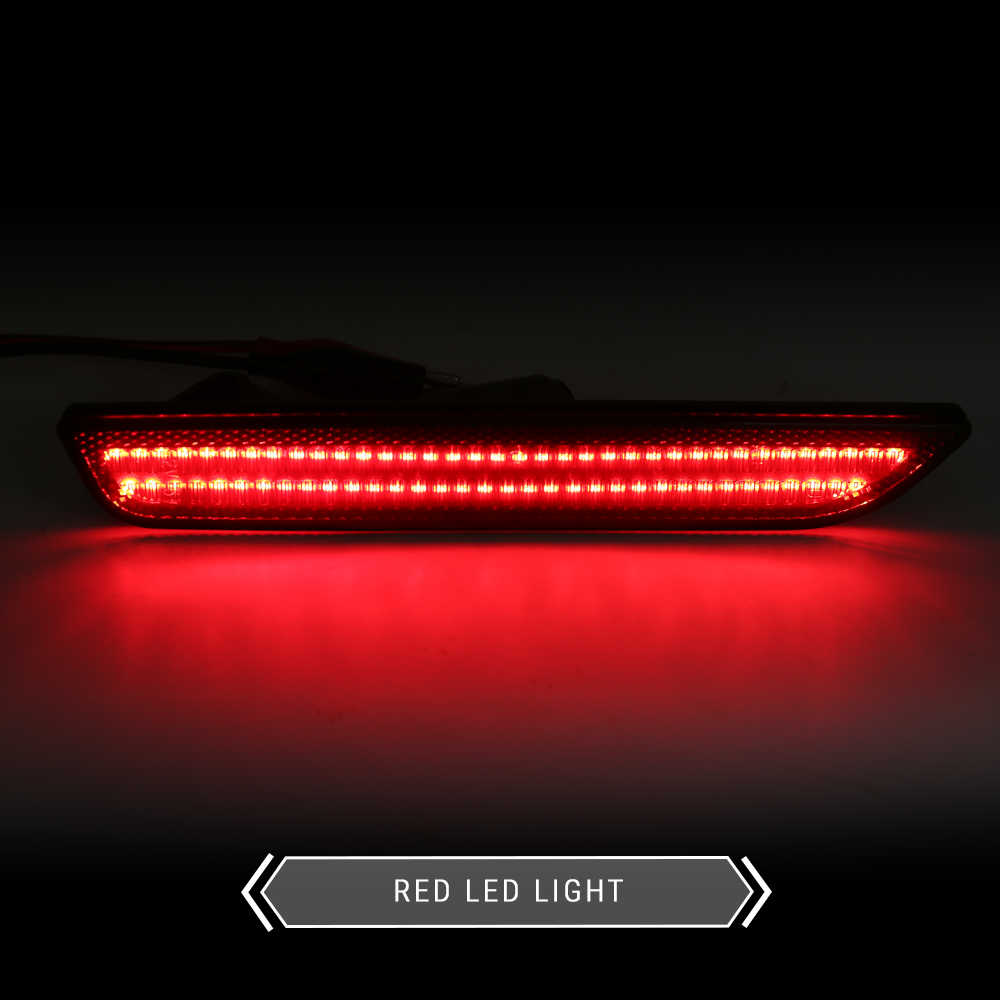A long, narrow red LED light bar with a black housing, shown illuminated against a dark background with a red glow below. A label at the bottom reads 'RED LED LIGHT'.