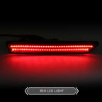 A long, narrow red LED light bar with a black housing, shown illuminated against a dark background with a red glow below. A label at the bottom reads 'RED LED LIGHT'.