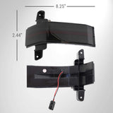 Car fog light assembly with dimensions on a white background