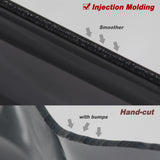 Comparison of injection molding and hand-cut edges on a surface.