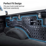 Truck bed side panel with 'Perfect Fit Design' text and truck interior background