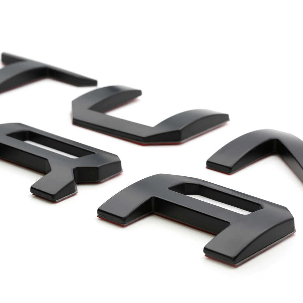 Black 3D letter emblems for truck tailgate or grille, compatible with Tundra