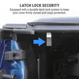 Car roof rack with latch lock security system on a black background