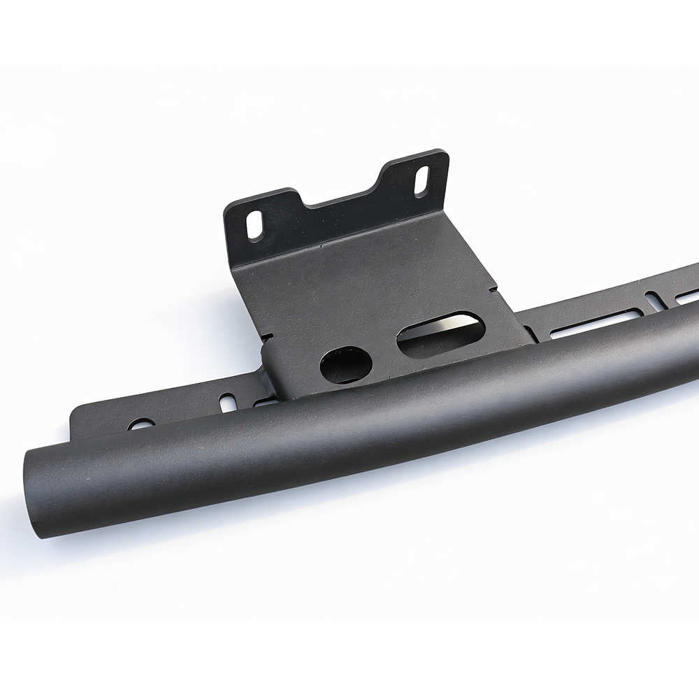 Black metal bracket on a white background